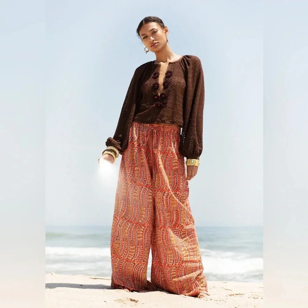 Alix Of Bohemia Women's Natalie Orange Pant, size XL wide leg‎